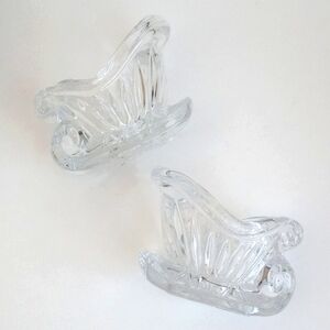 Set Of 2 Vintage Glass Sleigh Votive Candle Holders